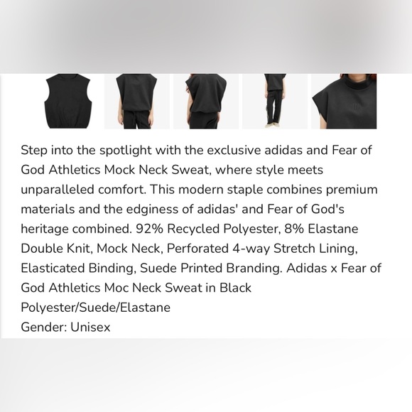 Adidas x Fear of God Athletics Moc Neck comfy Sweatshirt in Black size S Unisex - Picture 7 of 7